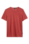 Hugo Boss Tiburt Linen T-shirt In Open Brown