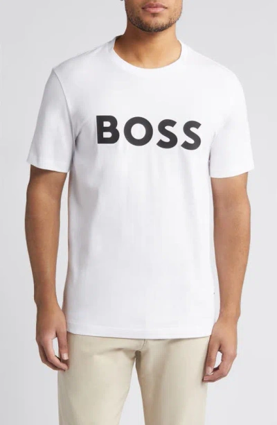 Hugo Boss Tiburt Logo Graphic T-shirt In White