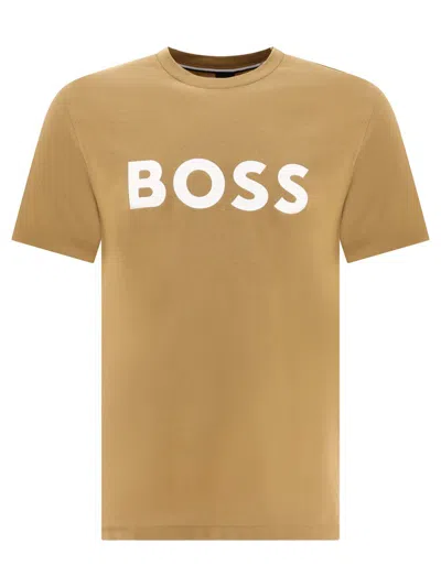 Hugo Boss "tiburt" T-shirt In Brown