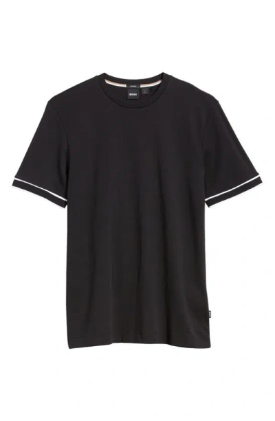 Hugo Boss Tiburt Tipped T-shirt In Black
