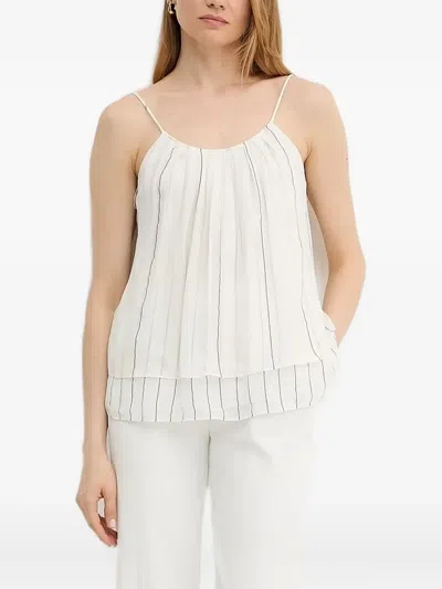 Hugo Boss Tie-back Horizontal-stripes Blouse In White