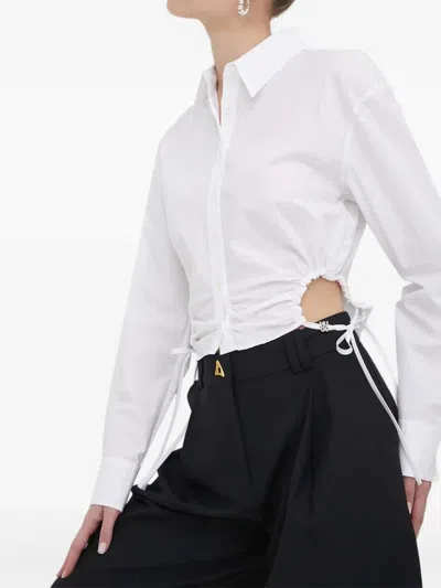 Hugo Boss Tie-detail Shirt In White