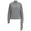 Hugo Boss Tie-detail Sweater In Virgin Wool And Cashmere In Grey