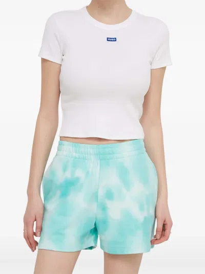Hugo Boss Tie-dye Drawstring Shorts In White