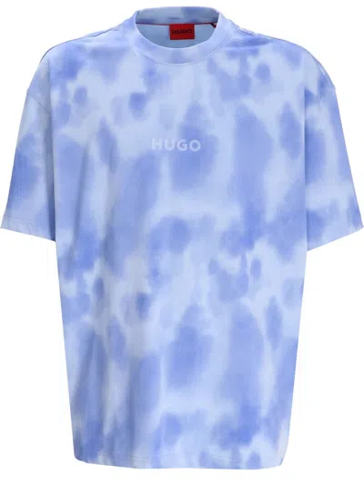 Hugo Boss Blue Printed T-shirt In 485-open Blue