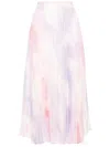 Hugo Boss Tie-dye Pleated Midi Skirt In Purple