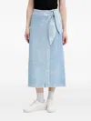 Hugo Boss Tie-front Denim Midi Skirt In Blue