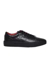 Hugo Boss Leather Lace-up Sneakers Com Special Embossed Graphic In Black