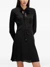 Hugo Boss Tie-neck A-line Mini Dress In Black