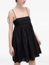 Hugo Boss Tie-strap Gathered Mini Dress In Black