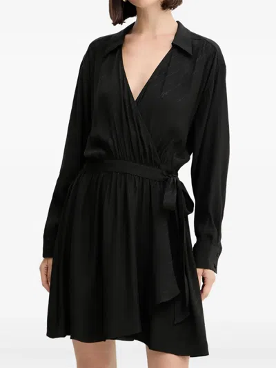 Hugo Boss Tie-waist Mini Dress In Black