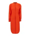 Hugo Boss Belted Dress With Collarless V Neckline And Button Cuffs In Red