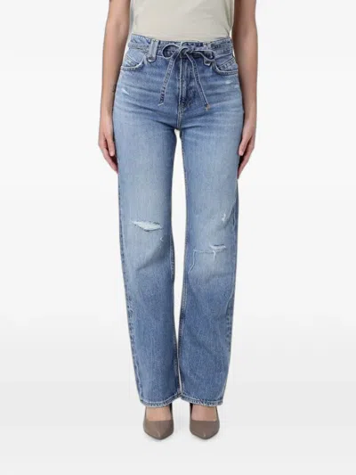 Hugo Boss Tie-waist Distressed Jeans In Blue