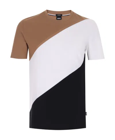 Hugo Boss Tilburt 323 Colour-block T-shirt In Black