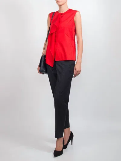 Hugo Boss Tiluna Striped Wool Ankle Suit Crop Pants In Black