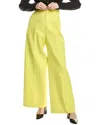 Hugo Boss Wide-leg Trousers In A Cotton Blend In Yellow