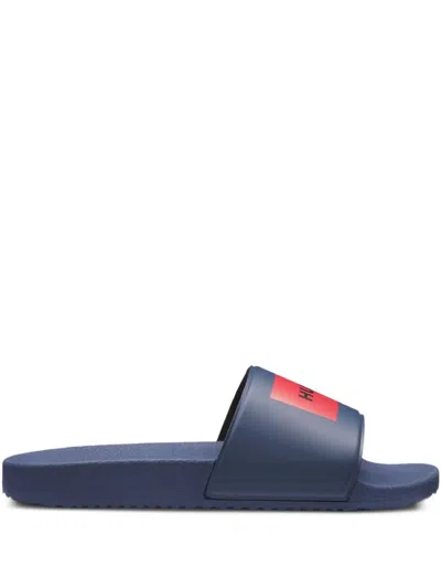 Hugo Boss Timein Logo-detail Slides In Blue