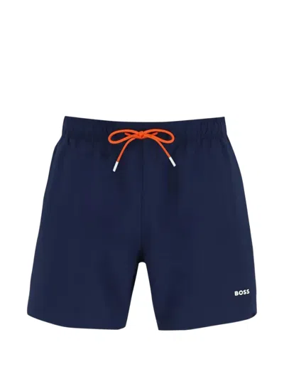 Hugo Boss Tio Drawstring Swim Shorts In Blue