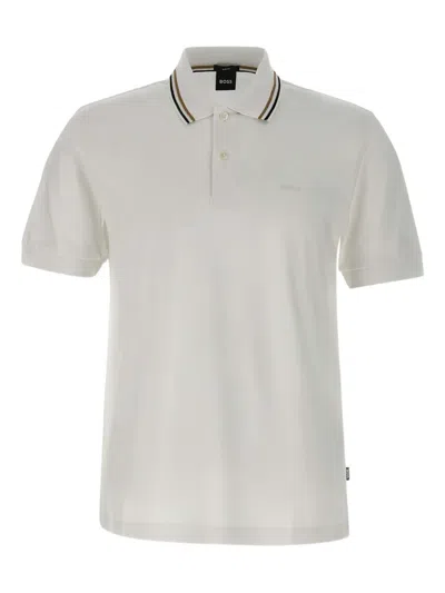 Hugo Boss Tipped-collar Cotton Polo Shirt In White