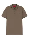 Hugo Boss Tipped-collar Cotton Polo Shirt In Brown