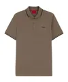 Hugo Boss Tipped-collar Cotton Polo Shirt In Brown