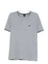 Hugo Boss Tipped-collar Cotton T-shirt In Gray