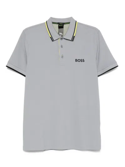 Hugo Boss Tipped-collar Polo Shirt In Gray