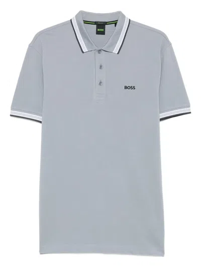 Hugo Boss Tipped-collar Polo Shirt In Gray