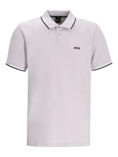 Hugo Boss Tipped-collar Polo Shirt In Gray