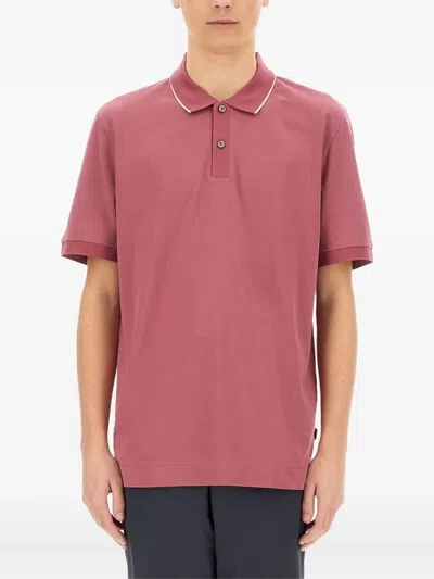 Hugo Boss Boss Silk-blend Pink Polo In Animal Print