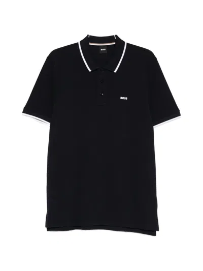 Hugo Boss Tipped Short-sleeve Polo Shirt In Black
