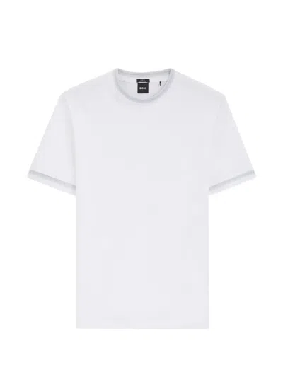 Hugo Boss Tipped-trim Jersey T-shirt In White