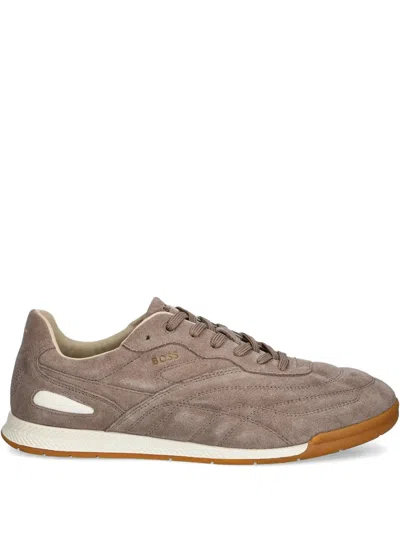 Hugo Boss Titanium Suede Sneakers In Neutrals