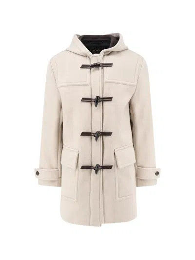 Hugo Boss Toggle-fastening Hooded Duffle Coat In Neutral