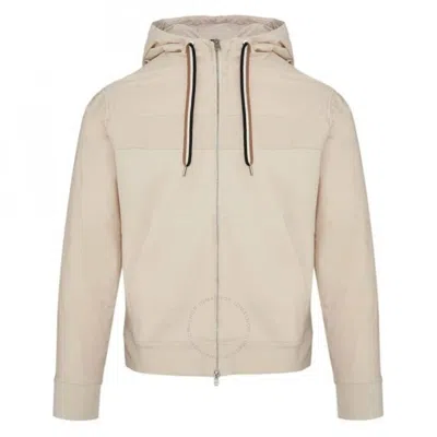 Hugo Boss Tonal Insert Zip-up Hoodie In White