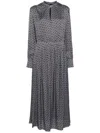 Hugo Boss Tonal Monogram-print Midi Dress In Grey