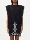 Hugo Boss Regular-fit Blouse In Cotton Broderie With Pleat Details In Black