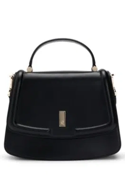 Hugo Boss Top-handle Handbag In Leather With Double B Monogram In Black