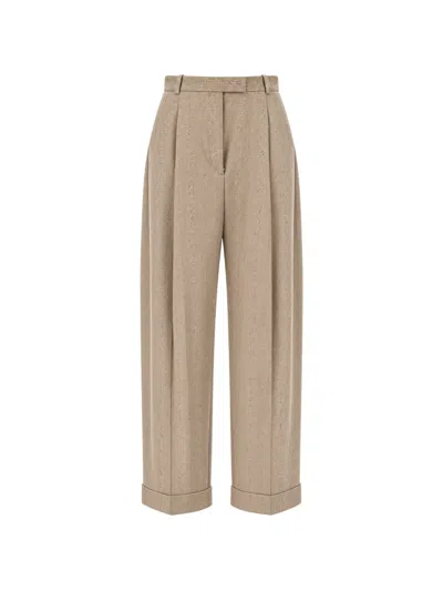 Hugo Boss Tornara Relaxed-fit Pants In Textured Stretch Fabric In Neutral