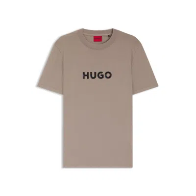 Hugo Boss Tortoise-logo T-shirt In Cotton Jersey In Brown