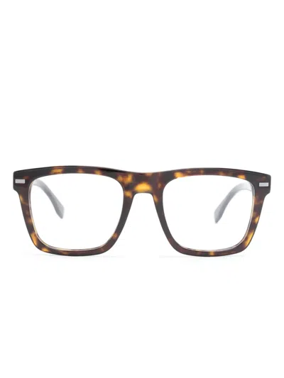 Hugo Boss Tortoiseshell Square-frame Glasses In Multi