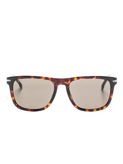 Hugo Boss Tortoiseshell Square-frame Sunglasses In Brown
