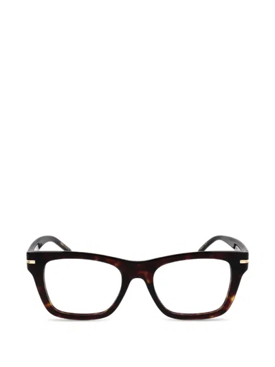 Hugo Boss Tortoiseshell-effect Rectangle-frame Glasses In Brown