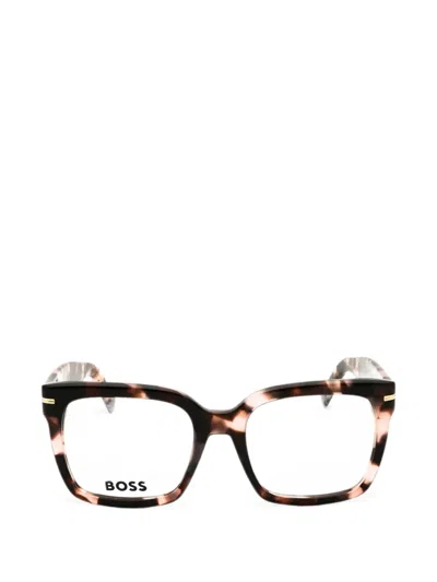 Hugo Boss Tortoiseshell-pattern Square-frame Glasses In Brown