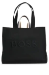 Hugo Boss Tote Bag With Oversize Embroidered Logo In Black