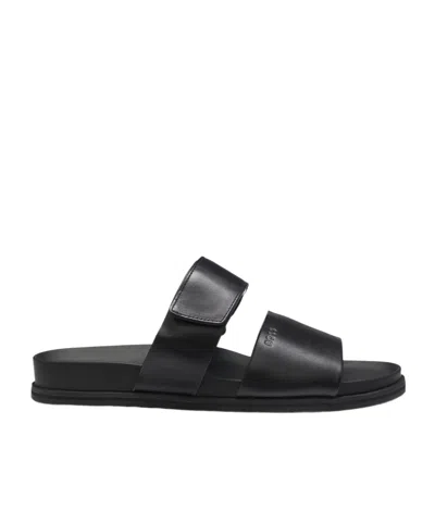 HUGO BOSS TOUCH-STRAP LEATHER SANDALS
