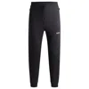 Hugo Boss Cotton-blend Tracksuit Bottoms With 3d-moulded Logo In Grey
