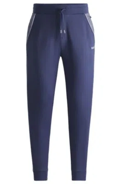 Hugo Boss Tracksuit Bottoms With Contrast Piping In Dark Blue