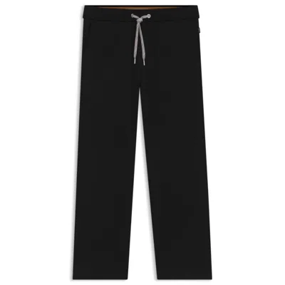 Hugo Boss Tracksuit Bottoms With Patterned Drawcord In Black