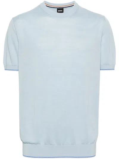 Hugo Boss Tramonte Fine-knit T-shirt In Blue
